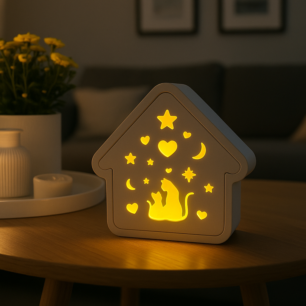 Dekohäuschen mit Katze | mit Beleuchtung